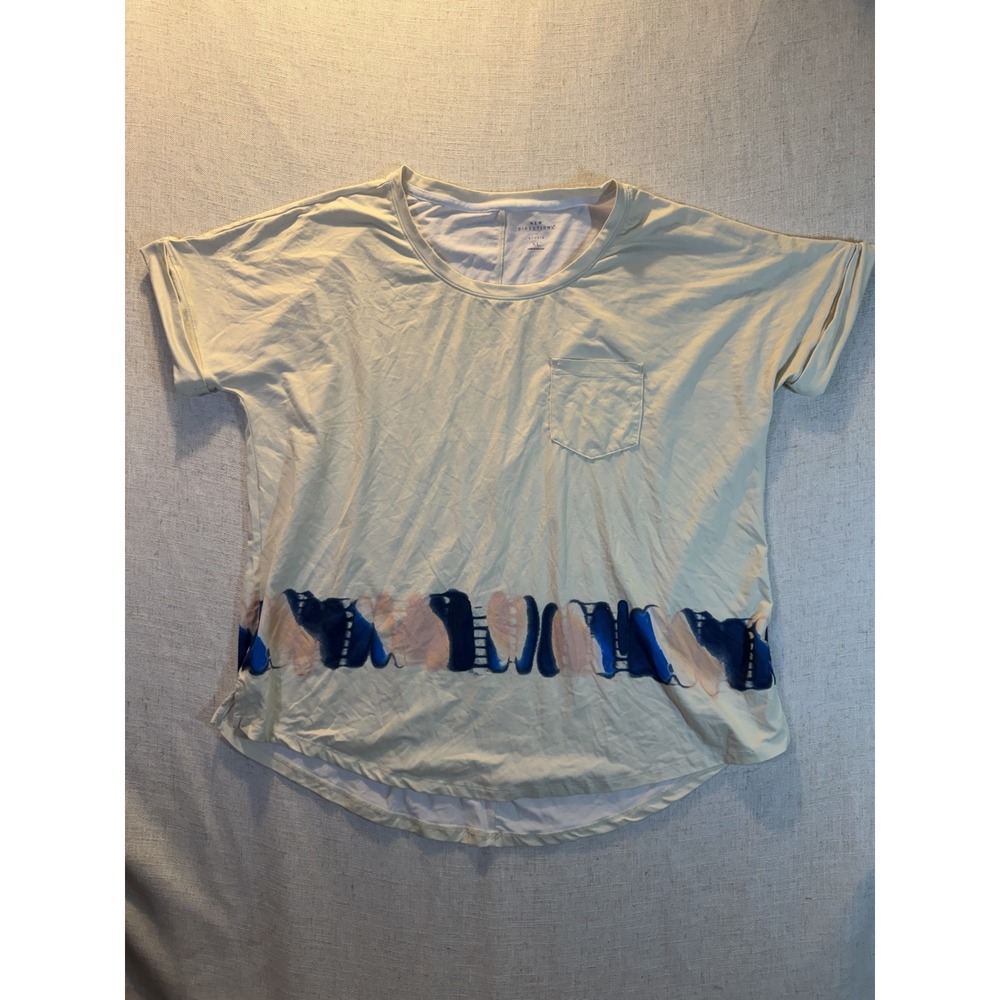 New Directions Studio Womens XL Cream Abstract Graphic Pocket T-Shirt